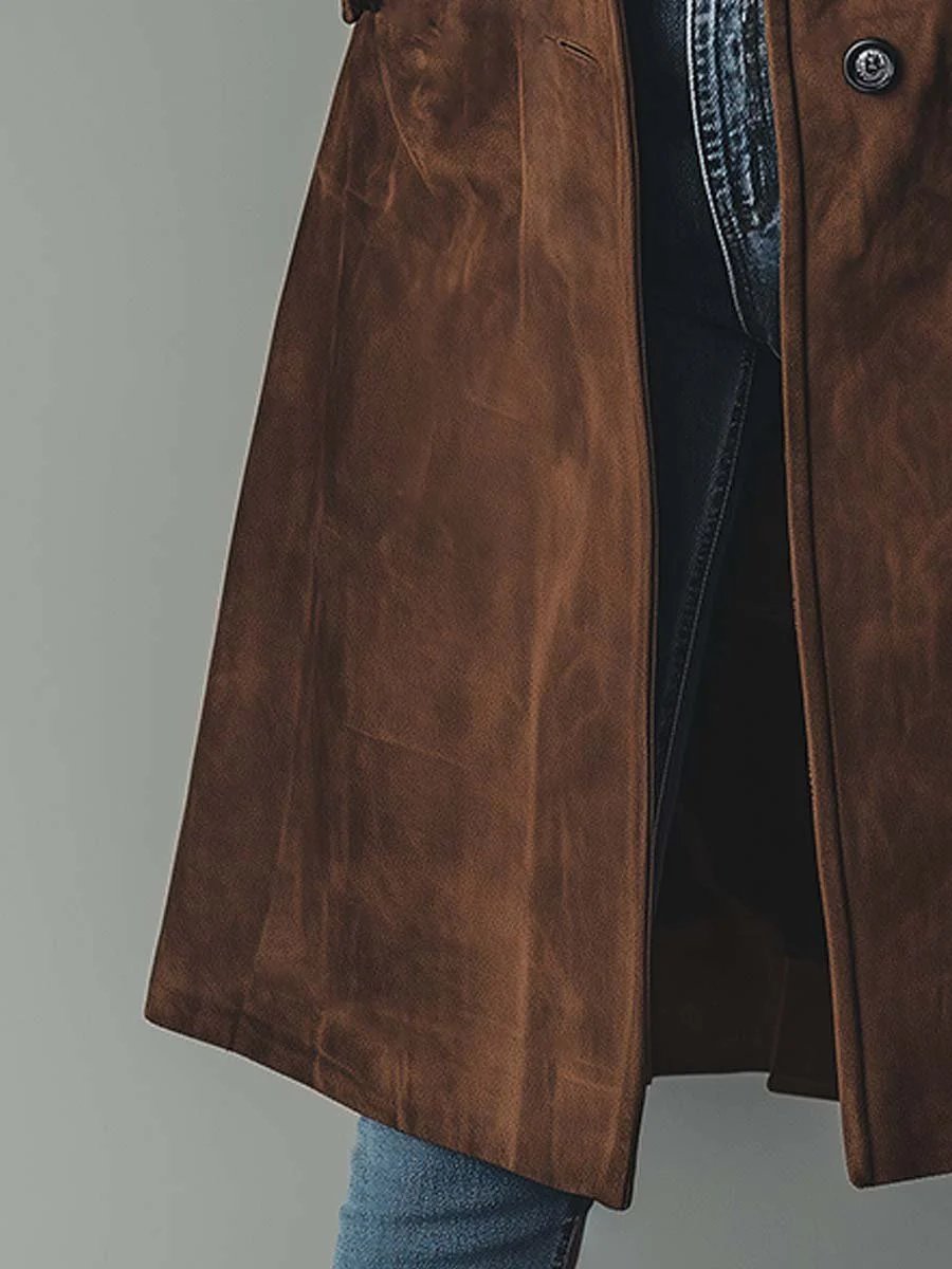 Brown Double-Breasted Trench Coat - Classic Women's Outerwear