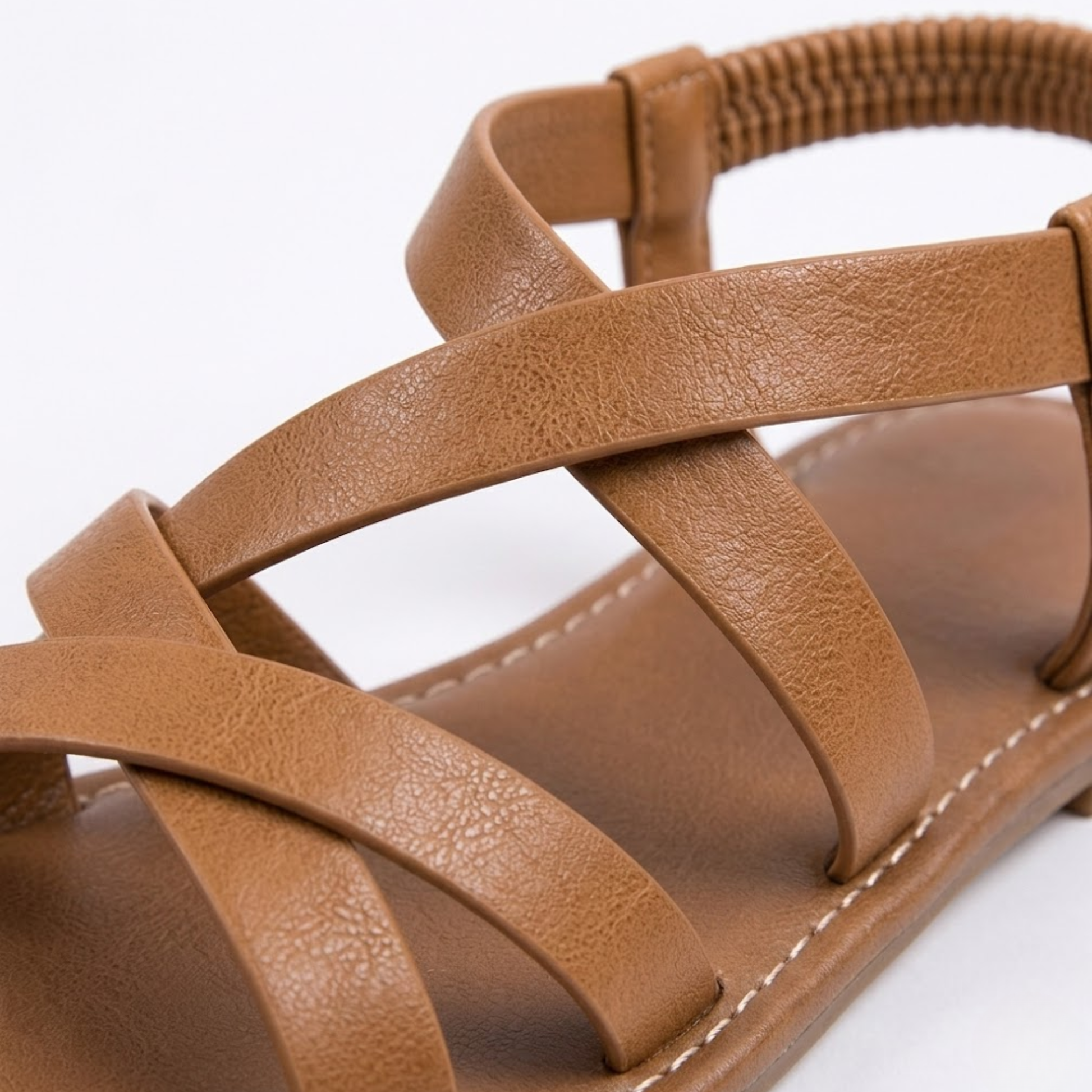 Flat Criss-Cross Strap Sandals with Ankle Buckle