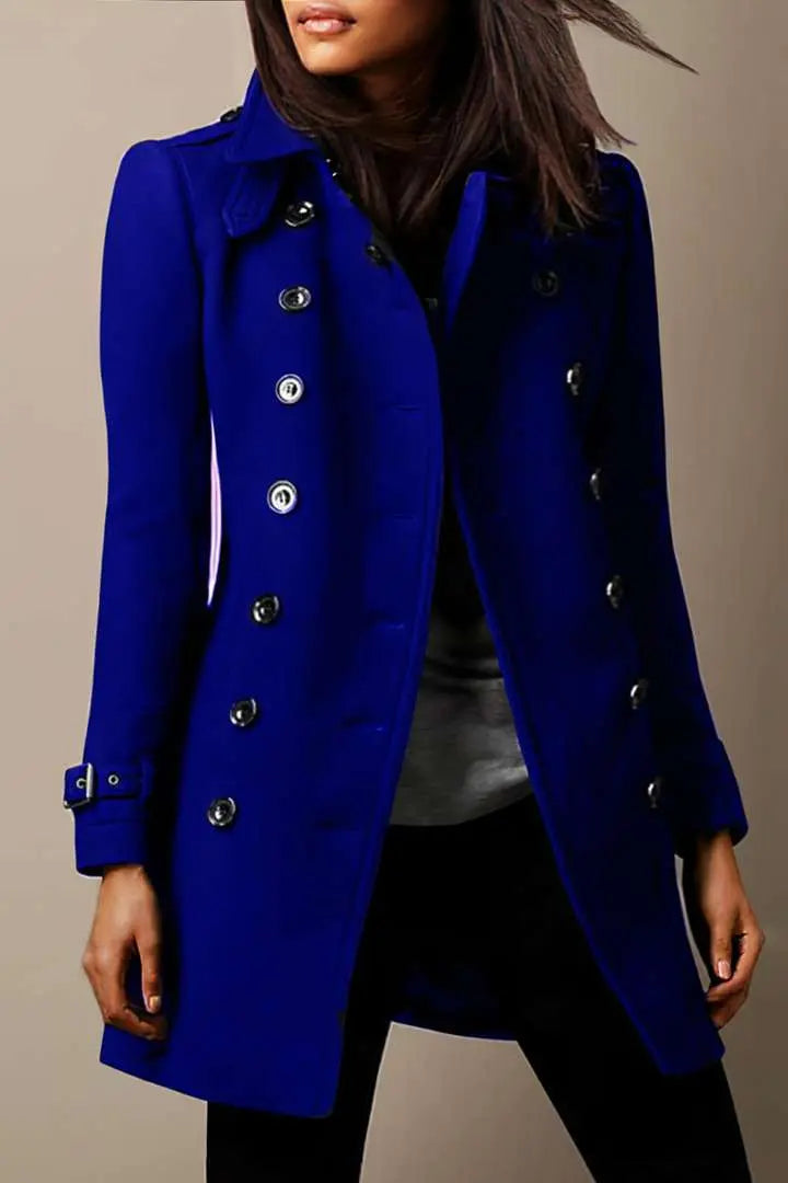 Classic Double-Breasted Trench Coat for Women — Blau