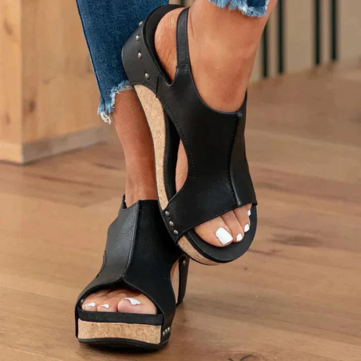 Open-Toe Slip-On Wedge Sandals for Effortless Everyday Style