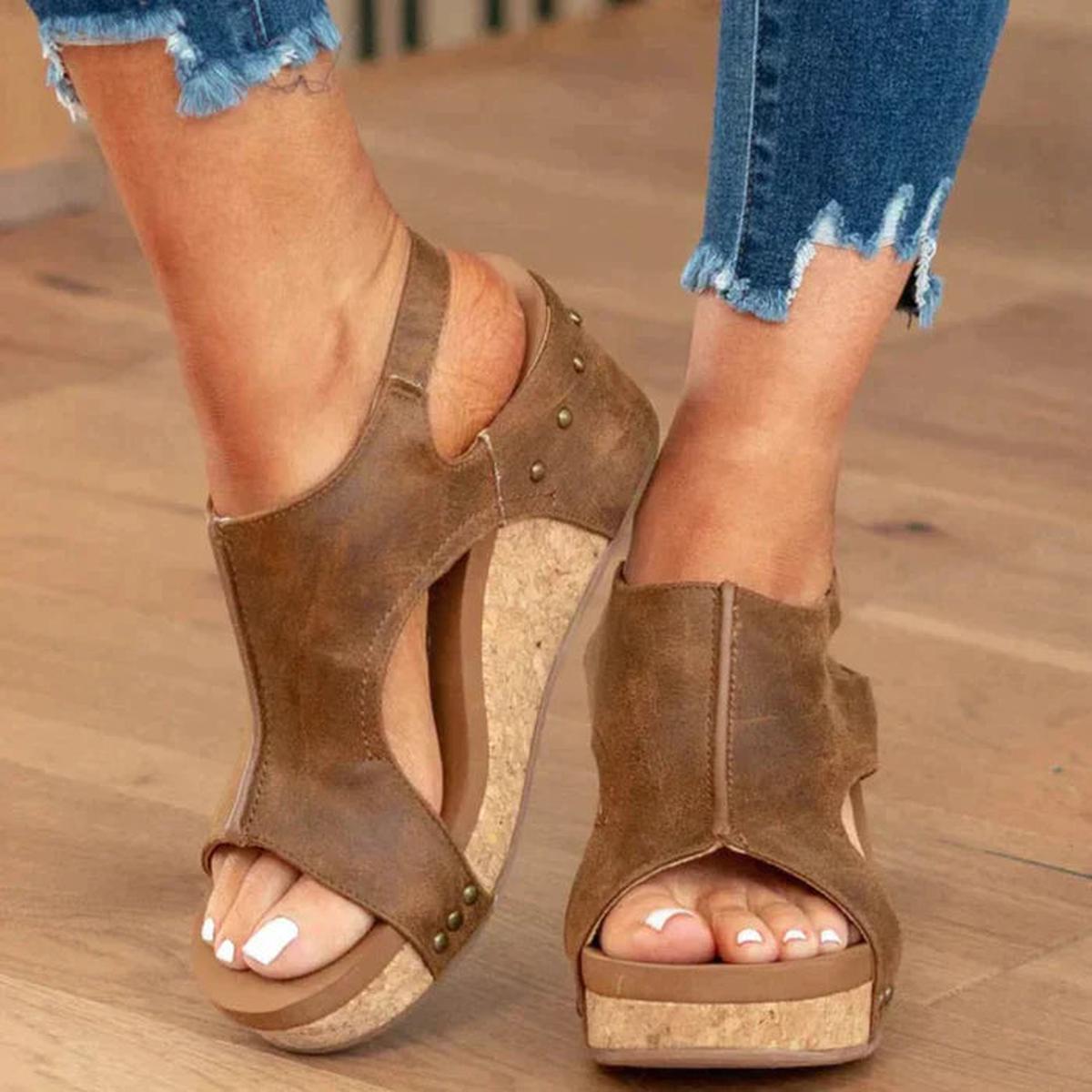Open-Toe Slip-On Wedge Sandals for Effortless Everyday Style — Braun