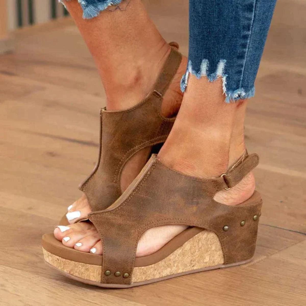 Open-Toe Slip-On Wedge Sandals for Effortless Everyday Style