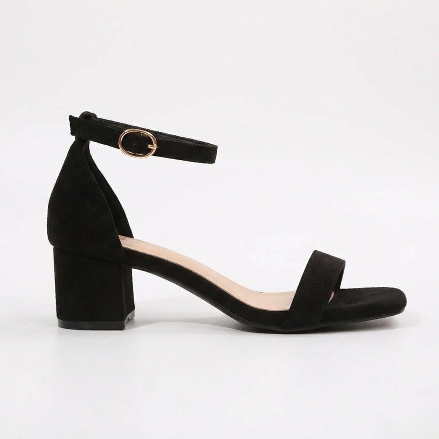 Adjustable Ankle Strap Block Heel Strappy Sandals — Schwarz
