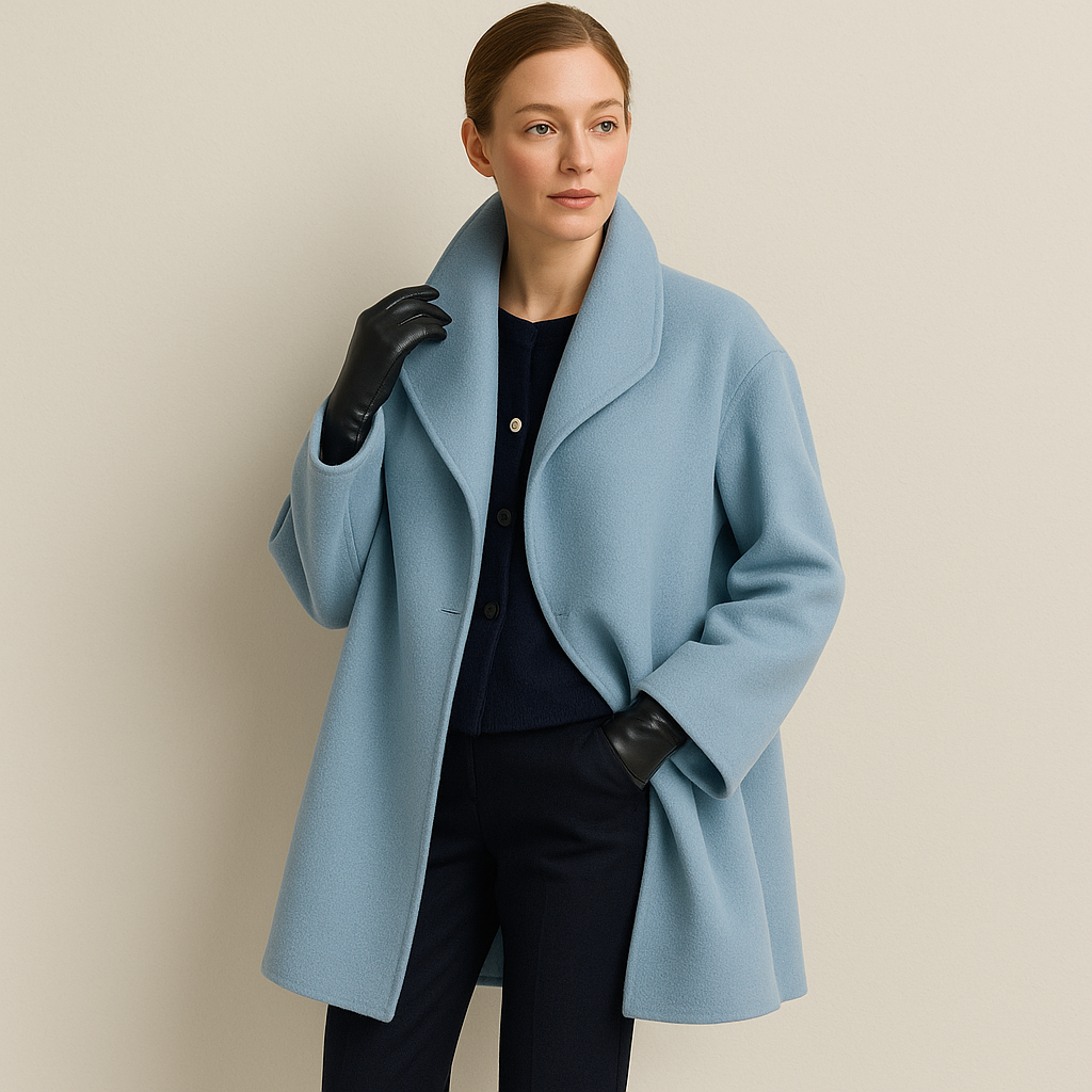 Classic Longline Trench Coat with Warm Lining — Bleu