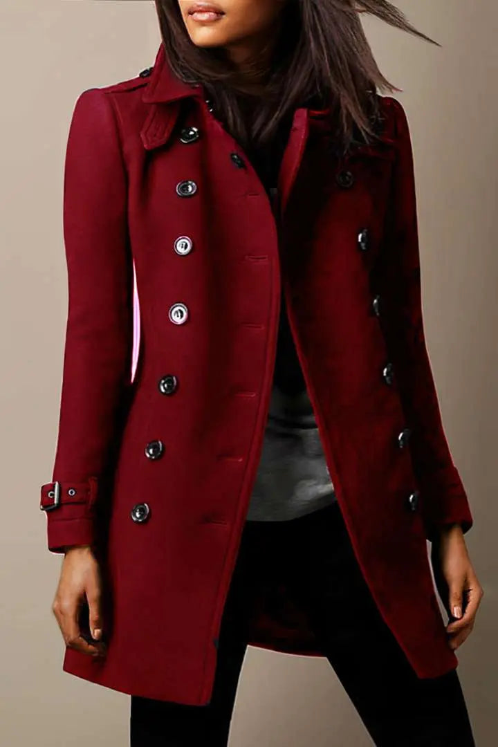 Classic Double-Breasted Trench Coat for Women — Rot