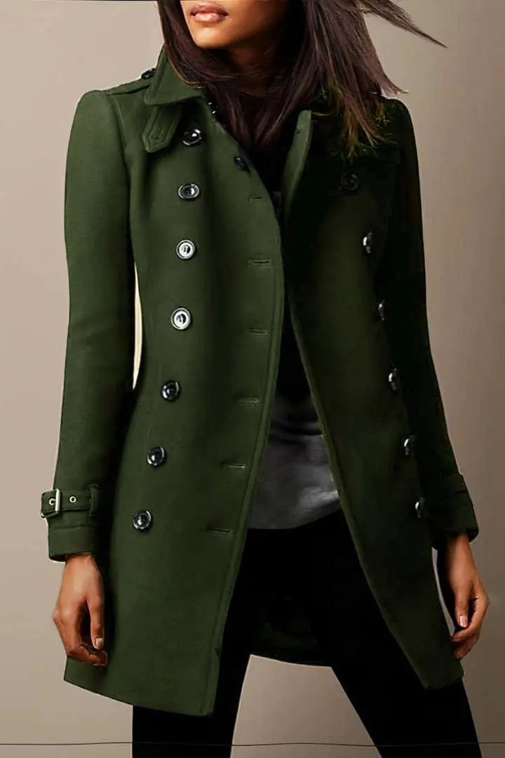 Classic Double-Breasted Trench Coat for Women — Armeegrün