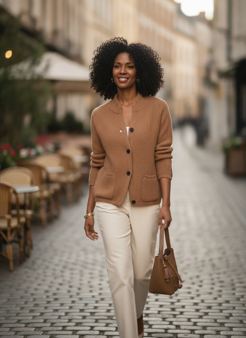 Brown Cable Knit Cardigan