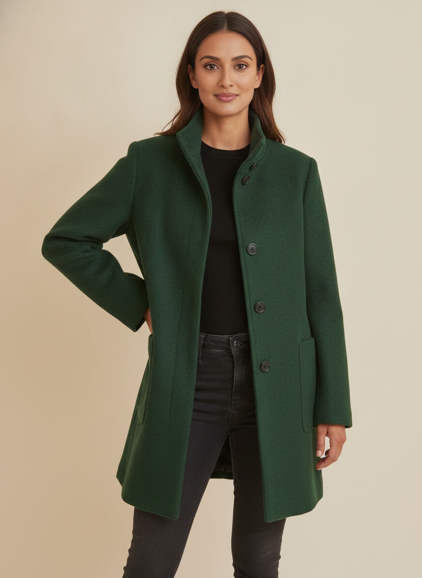 Warm Wool Blend Button Coat for Effortless Everyday Style