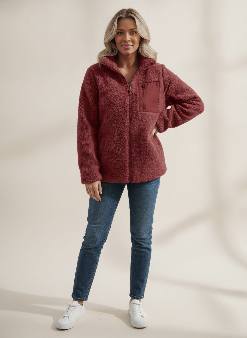Classic Red Denim Coat – Effortless Everyday Style