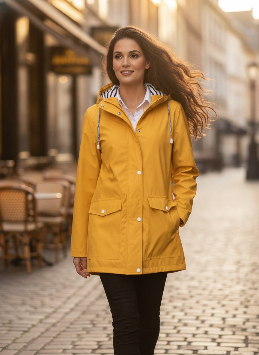 Waterproof & Windproof Trench Coat with Relaxed Fit Hood