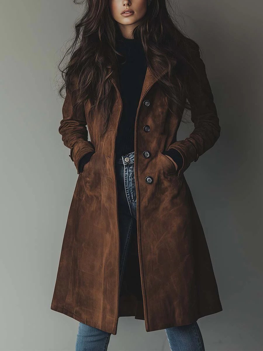 Brown Double-Breasted Trench Coat - Classic Women's Outerwear — Brown